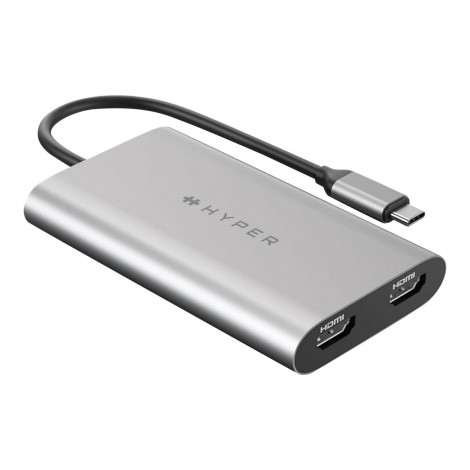 HyperDrive Universal USB-C To Dual HDMI Adapter with 100W PD Power Pass-Thru | USB-C to HDMI | Adapter