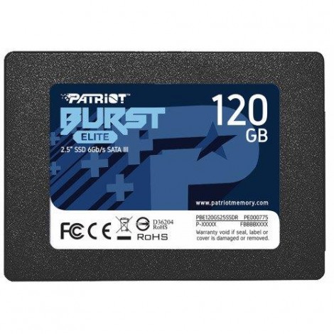 SSD|PATRIOT|Burst Elite|120GB|SATA 3.0|3D NAND|Write speed 320 MBytes/sec|Read speed 450 MBytes/sec|2,5