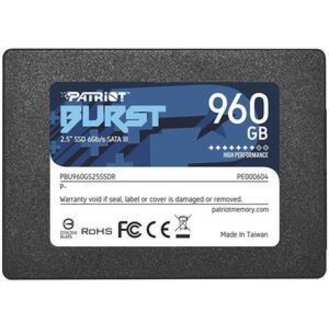 SSD|PATRIOT|Burst Elite|960GB|SATA 3.0|3D NAND|Write speed 320 MBytes/sec|Read speed 450 MBytes/sec|2,5