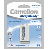 Camelion 9V/6HR61, 200 mAh, AlwaysReady Rechargeable Batteries Ni-MH, 1 pc(s)