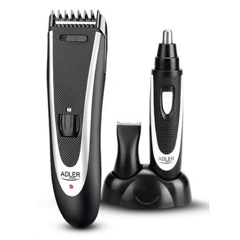 Adler AD 2822 Hair clipper + trimmer, 18 hair clipping lengths, Thinning out function, Stainless steel blades, Black