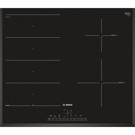 Bosch hob PXE651FC1E Induction, Number of burners/cooking zones 4, DirectSelect, Timer, Black, Display