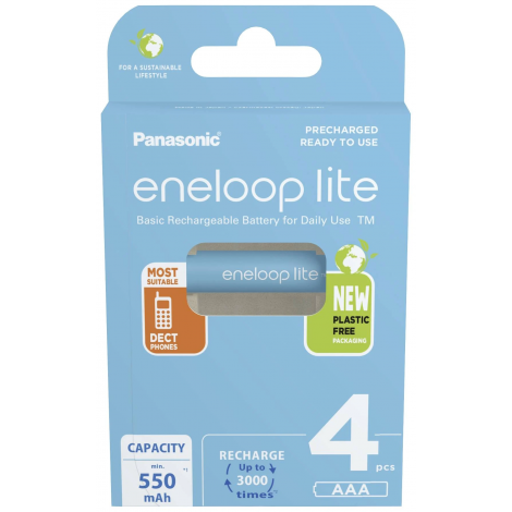 Panasonic Rechargeable Batteries ENELOOP Lite BK-4LCCE/4BE AAA, 550 mAh, 4 pc(s)