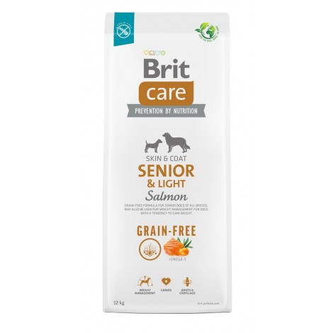 Dry food for older dogs, all breeds (over 7 years of age) Brit Care Dog Grain-Free Senior&Light Salmon 12kg