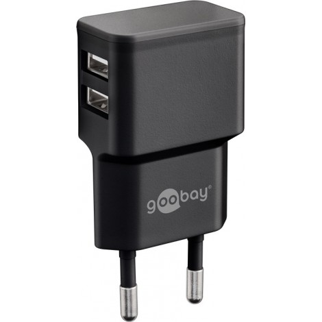 Goobay Dual USB charger 44951  2.4 A,  2 USB 2.0 female (Type A), Black, 12 W