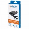 Manhattan USB-A Contact Smart Card Reader, 12 Mbps, Friction type compatible, External, Windows or Mac, Cable 105cm, Black, Three Year Warranty, Blister