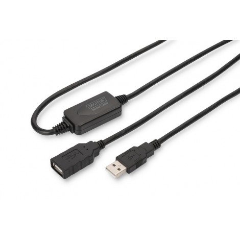 Kabel przedłużający USB 2.0 HighSpeed Typ USB A/USB A M/Ż aktywny, czarny 15m