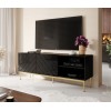 ABETO RTV cabinet on golden steel frame 150x42x60 black/gloss black