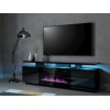 RTV EVA cabinet with electric fireplace 180x40x52 cm black/gloss black