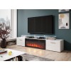 RTV cabinet ROVA with electric fireplace 190x37x48 white/gloss white