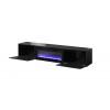 RTV cabinet SLIDE 200K with electric fireplace 200x40x37 cm all in gloss black