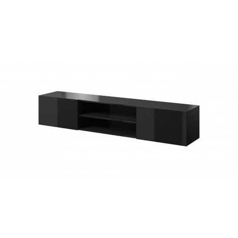 RTV cabinet SLIDE 200K 200x40x37 cm all in gloss black
