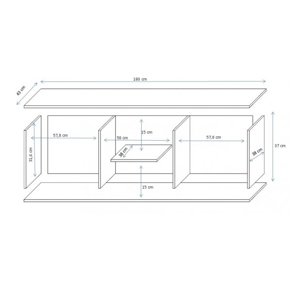 Cama TV stand SOHO 180 white/black ...