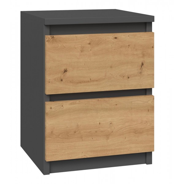 Topeshop M2 ANTRACYT/ARTISAN nightstand/bedside table 2 ...