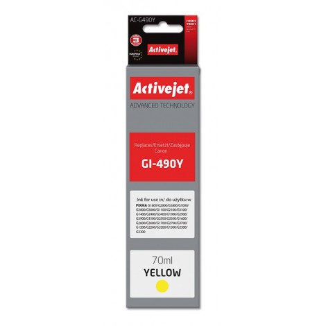 Activejet AC-G490Y ink for Canon printer; Canon GI-490Y replacement; Supreme; 70 ml; yellow