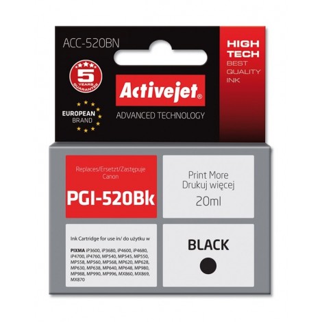Activejet ACC-520BN ink (replacement for Canon PGI-520Bk; Supreme; 20 ml; black)