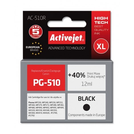 Activejet AC-510R ink (replacement for Canon PG-510; Premium; 12 ml; black)