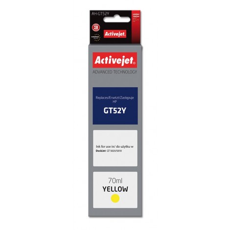 Activejet AH-GT52Y ink (replacement for HP GT-52Y M0H56AE; Supreme; 70 ml; yellow)