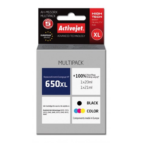 Activejet AH-650RX ink (replacement for HP 650 CZ102AE; Premium; 1 x 20 ml, 1 x 21 ml; black, color)