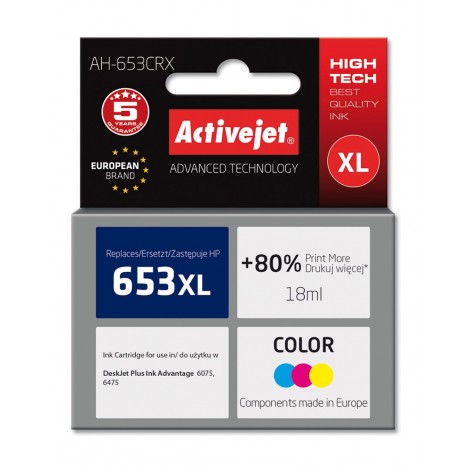 Activejet AH-653CRX ink (replacement for HP 652 F6V24AE; Premium; 320 pages; color)