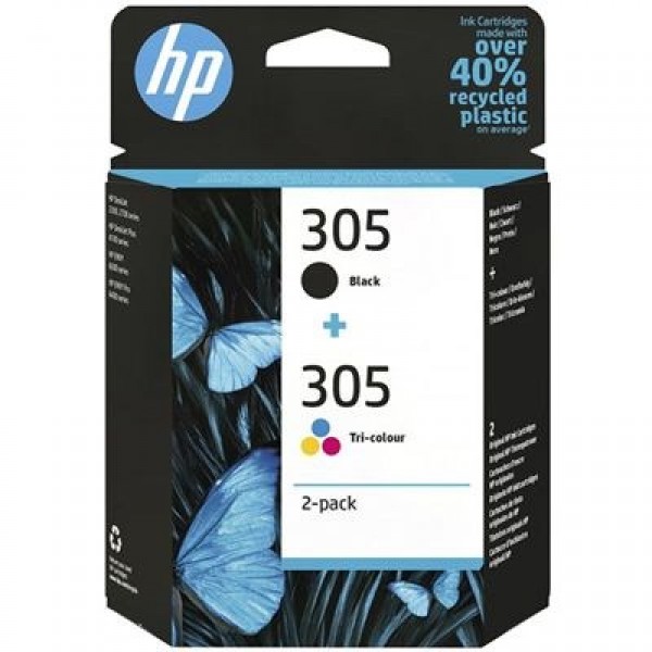 HP 305 2-Pack Tri-color/Black Original Ink ...