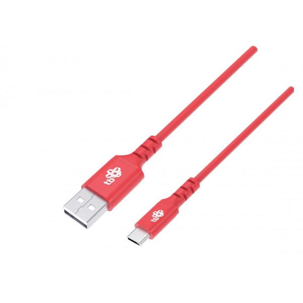 Kabel USB-USB C 1m silikonowy czerwony ...