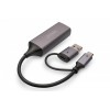 Karta sieciowa przewodowa USB 3.1 Typ C + USB A do 1x RJ45 2.5 Gigabit Ethernet 10/100/1000/2500Mbps