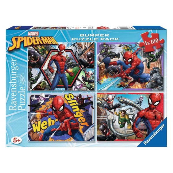 Puzzle 4x100 elementów Spider Man Bumper ...