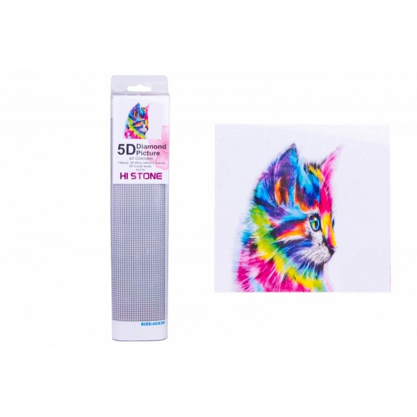 Diamentowa mozaika - Kolorowy kot
