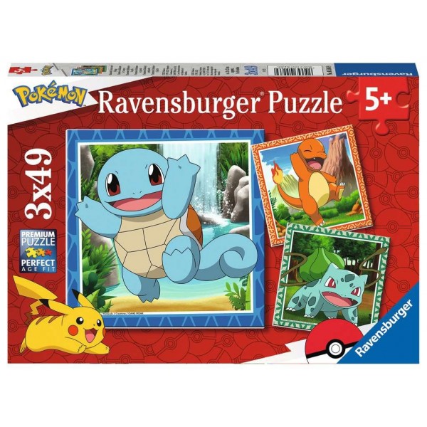 Puzzle 3x49 elementów Pokemony