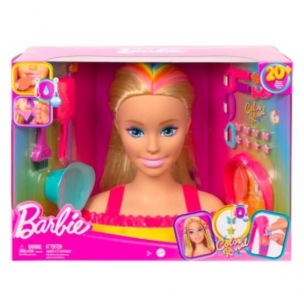 Barbie Głowa do stylizacji neonowa tęcza ...
