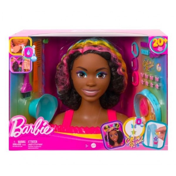 Barbie Głowa do stylizacji Neonowa tęcza ...