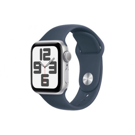 Watch SE GPS, 40mm Koperta z aluminium w kolorze srebrnym z paskiem sportowym w kolorze sztormowego błękitu - M/L