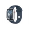 Watch Series 9 GPS + Cellular, 41mm Koperta z aluminium w kolorze srebrnym z paskiem sportowy w kolorze sztormowego błękitu - M/L