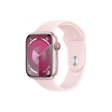 Watch Series 9 GPS + Cellular, 45mm Koperta z aluminium w kolorze różowym z paskiem sportowy w kolorze jasnoróżowym - S/M