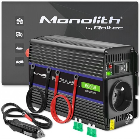 Przetwornica napięcia Monolith 600 MS Wave | 12V na 230V |       300/600W | USB
