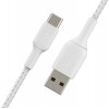 Kabel Braided USB-C USB-A 15cm biały