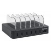 Manhattan Charging Station, 6x USB-A Ports, Outputs: 6x 2.4A, Smart IC, LED Indicator Lights, Black, Three Year Warranty, Box