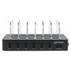 Manhattan Charging Station, 6x USB-A Ports, Outputs: 6x 2.4A, Smart IC, LED Indicator Lights, Black, Three Year Warranty, Box