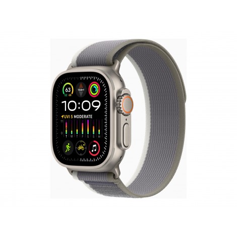 Apple Watch Ultra 2 GPS + Cellular, 49mm Titanium Case with Green/Grey Trail Loop - M/L Apple