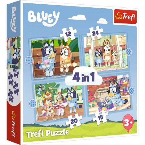 Puzzle 4w1 Bluey i świat