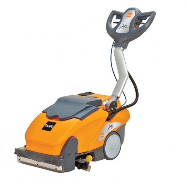 Compact, battery-powered scrubbing and collecting machine ...
