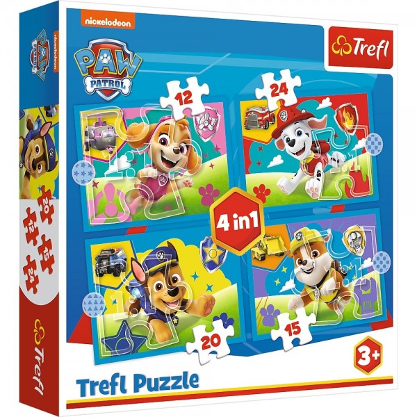 Puzzle 4w1 Biegnące pieski Psi Patrol ...