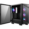 MSI MPG VELOX 100R Mid Tower Gaming Computer Case 'Black, 4x 120mm ARGB Fans, 1-6 ARGB Hub, ARGB light strip, USB Type-C, Tempered Glass, Center, E-ATX, ATX, mATX, mini-ITX'