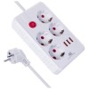 Maclean power strip, 4-socket extension cable + 3xUSB, 110-240V AC 50/60Hz, 2.1A max 2500W, 1.5m, white, MCE392 W