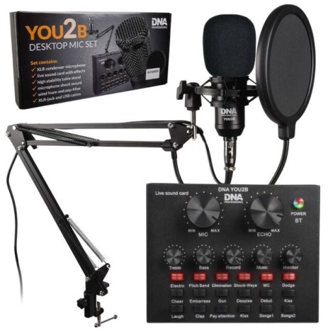DNA YOU2B - podcast kit (microphone, audio interface, tripod)