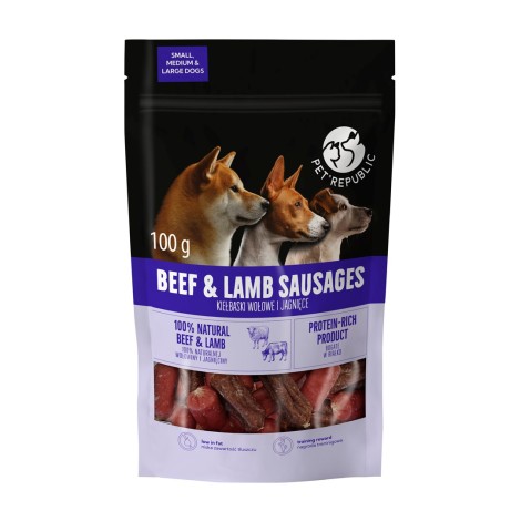 PETREPUBLIC Beef and lamb sausages - dog treat - 100g