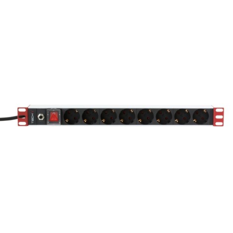 Techly Rack 19" Power Strip 8 Outlets Schuko Plug