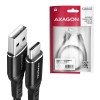 AXAGON BUCM-AM10AB HQ cable USB-C <-> USB-A, 1m, USB 2.0, 3A, ALU, braid, black