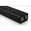 Raidsonic | 4 Port Hub with USB 3.0 Type-A, Type-C, Gigabit LAN | Icy Box IB-HUB1419-LAN